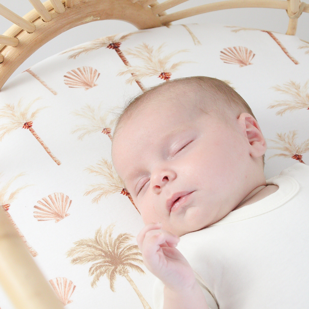 Fitted Jersey Cotton Bassinet Sheet/Change Table Cover - Summer Palm