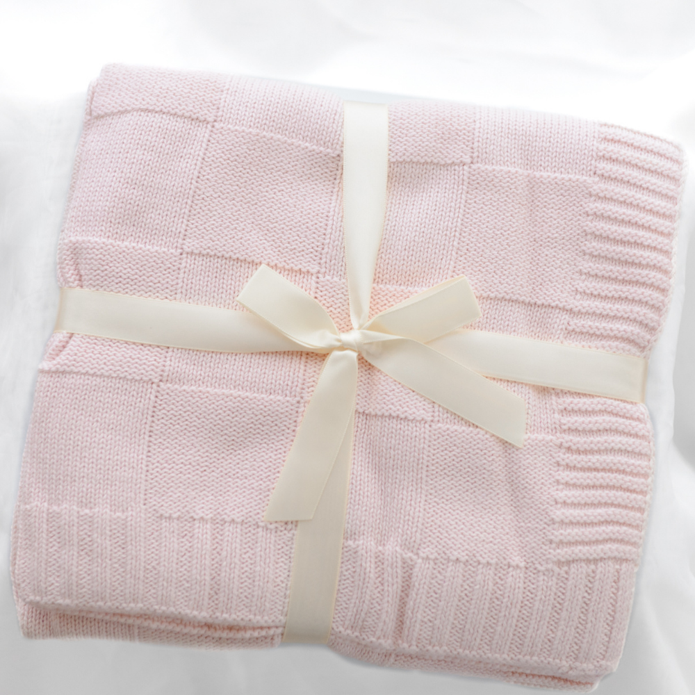 Knit Baby Blanket - Dusty Pink
