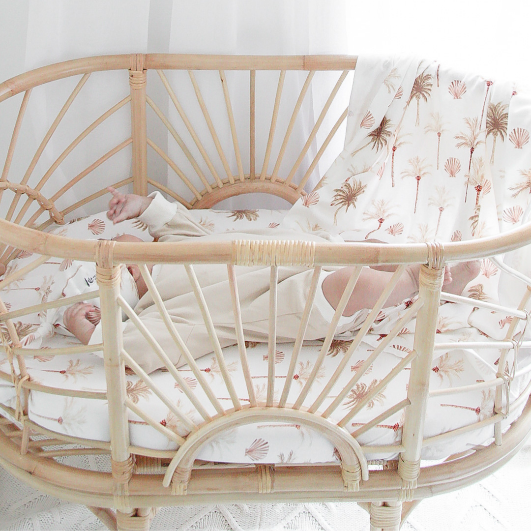 Fitted Jersey Cotton Bassinet Sheet/Change Table Cover - Summer Palm