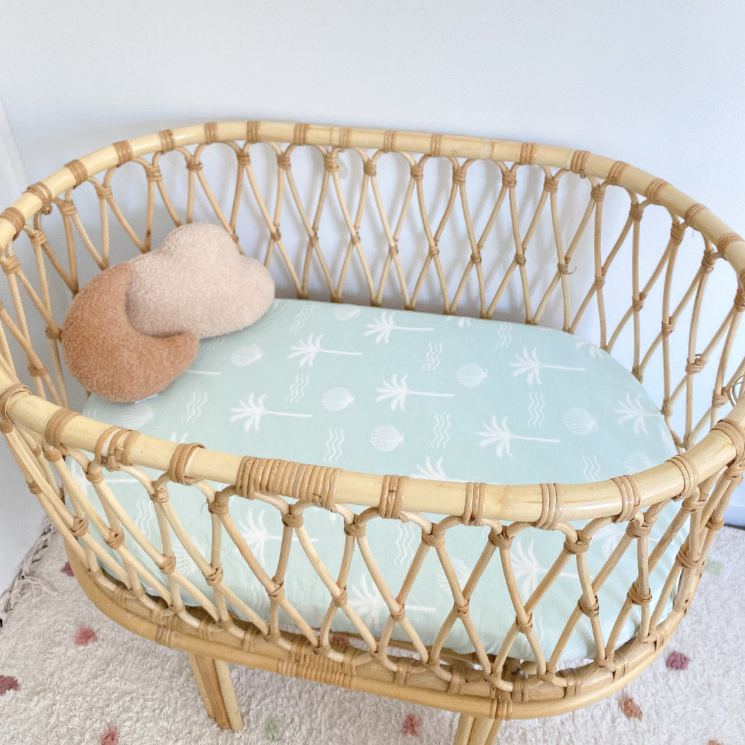 Fitted Jersey Cotton Bassinet Sheet/Change Table Cover - Sage Palm