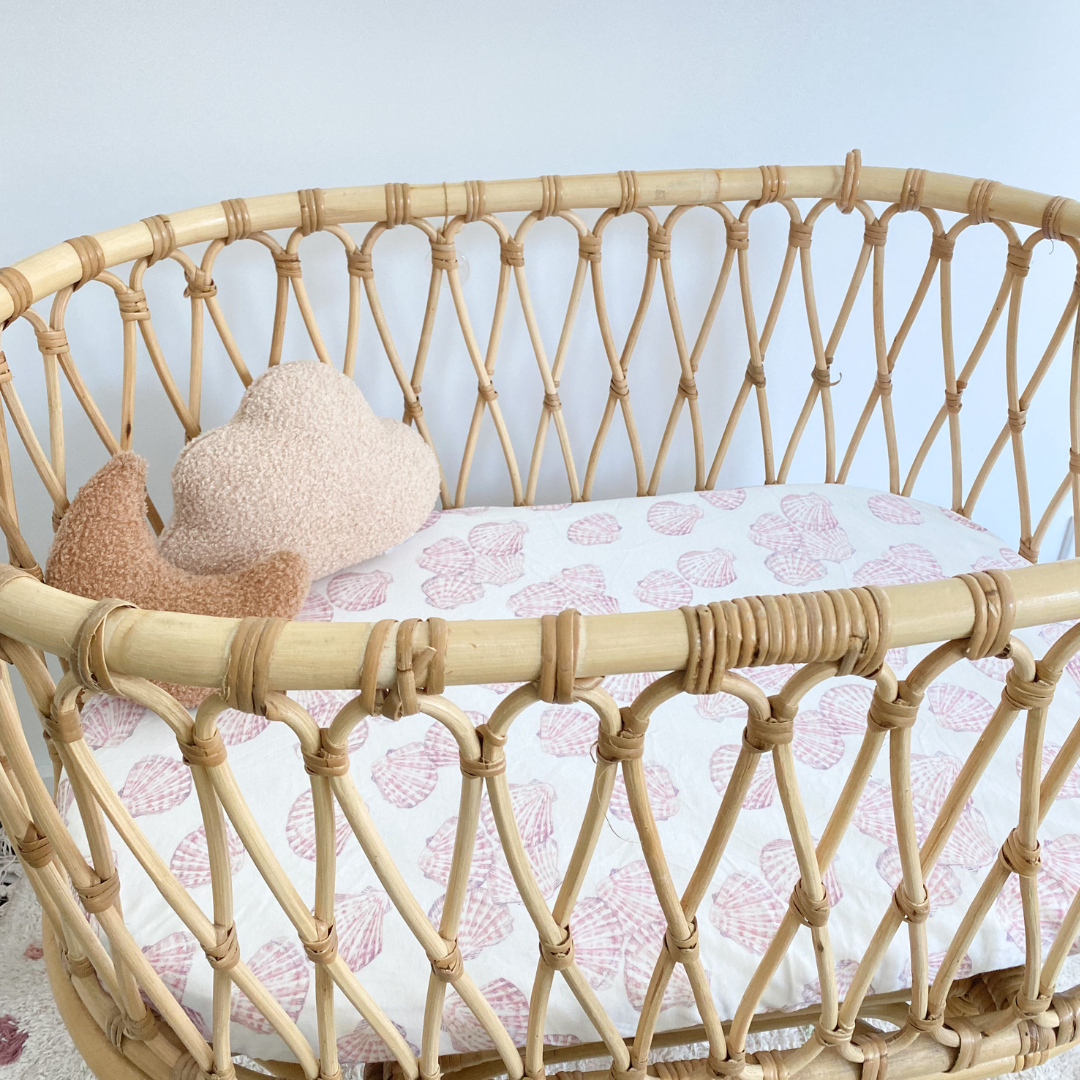 Fitted Jersey Cotton Bassinet Sheet/Change Table Cover - Sea Shell