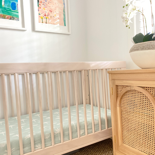 Jersey Cotton Cot Sheet - Sage Palm