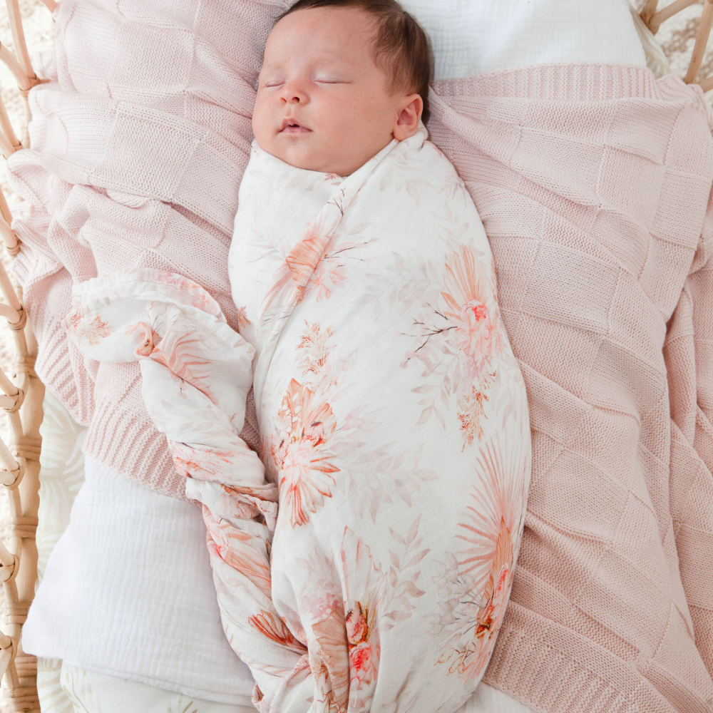 Knit Baby Blanket - Dusty Pink