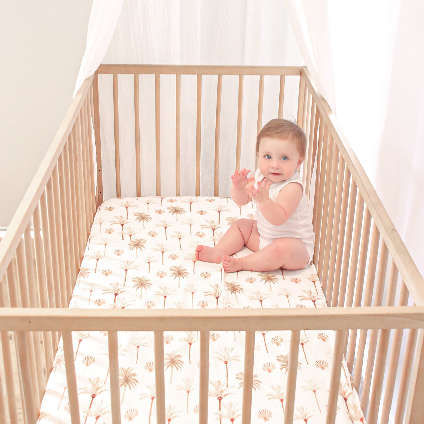 Jersey Cotton Cot Sheet - Summer Palm