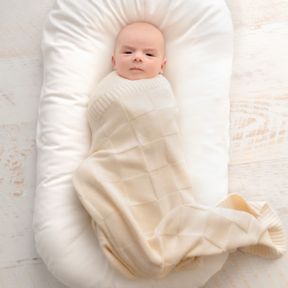 Knit Baby Blanket - Cream