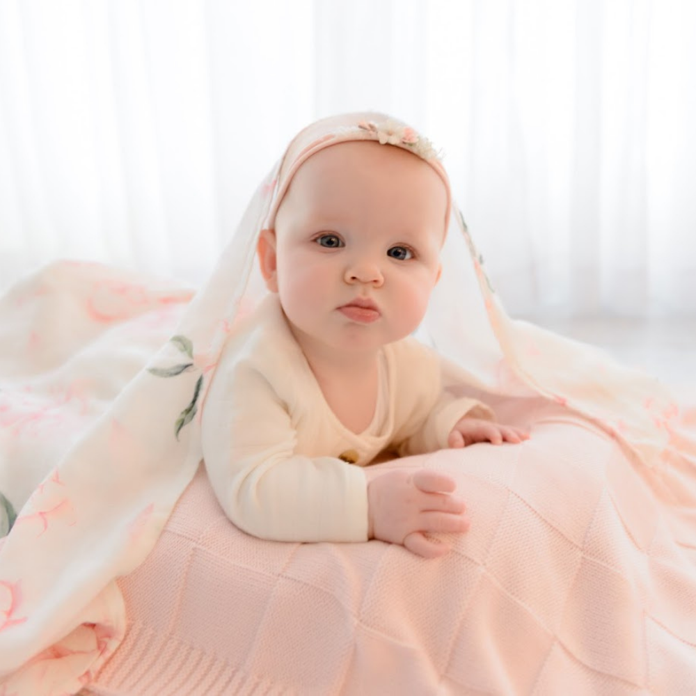 Knit Baby Blanket - Dusty Pink