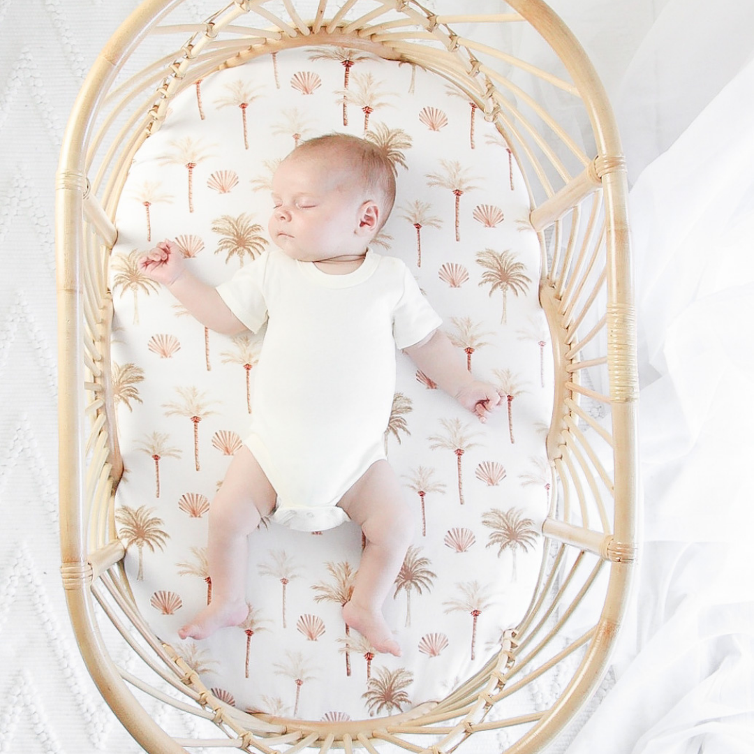Fitted Jersey Cotton Bassinet Sheet/Change Table Cover - Summer Palm