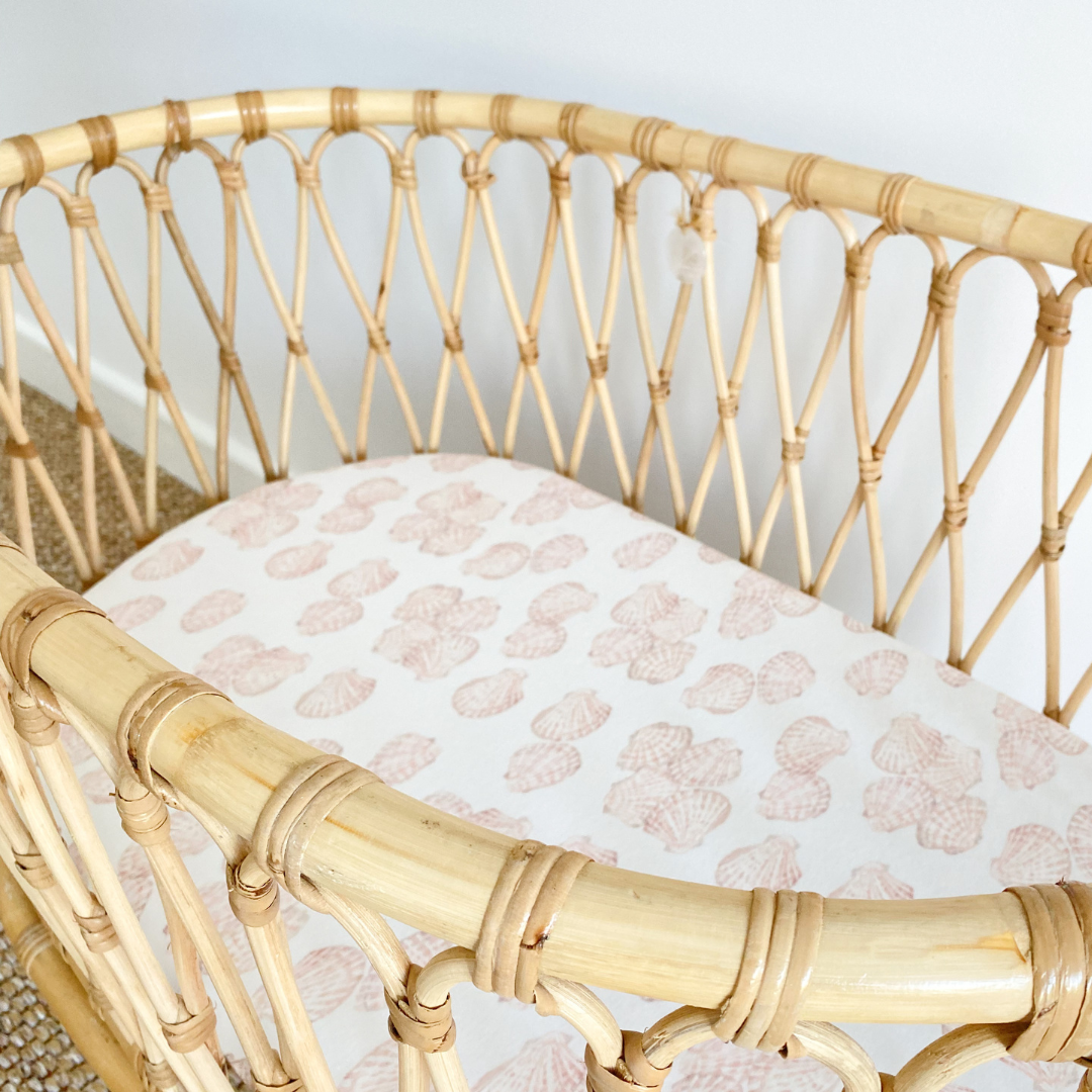 Fitted Jersey Cotton Bassinet Sheet/Change Table Cover - Sea Shell