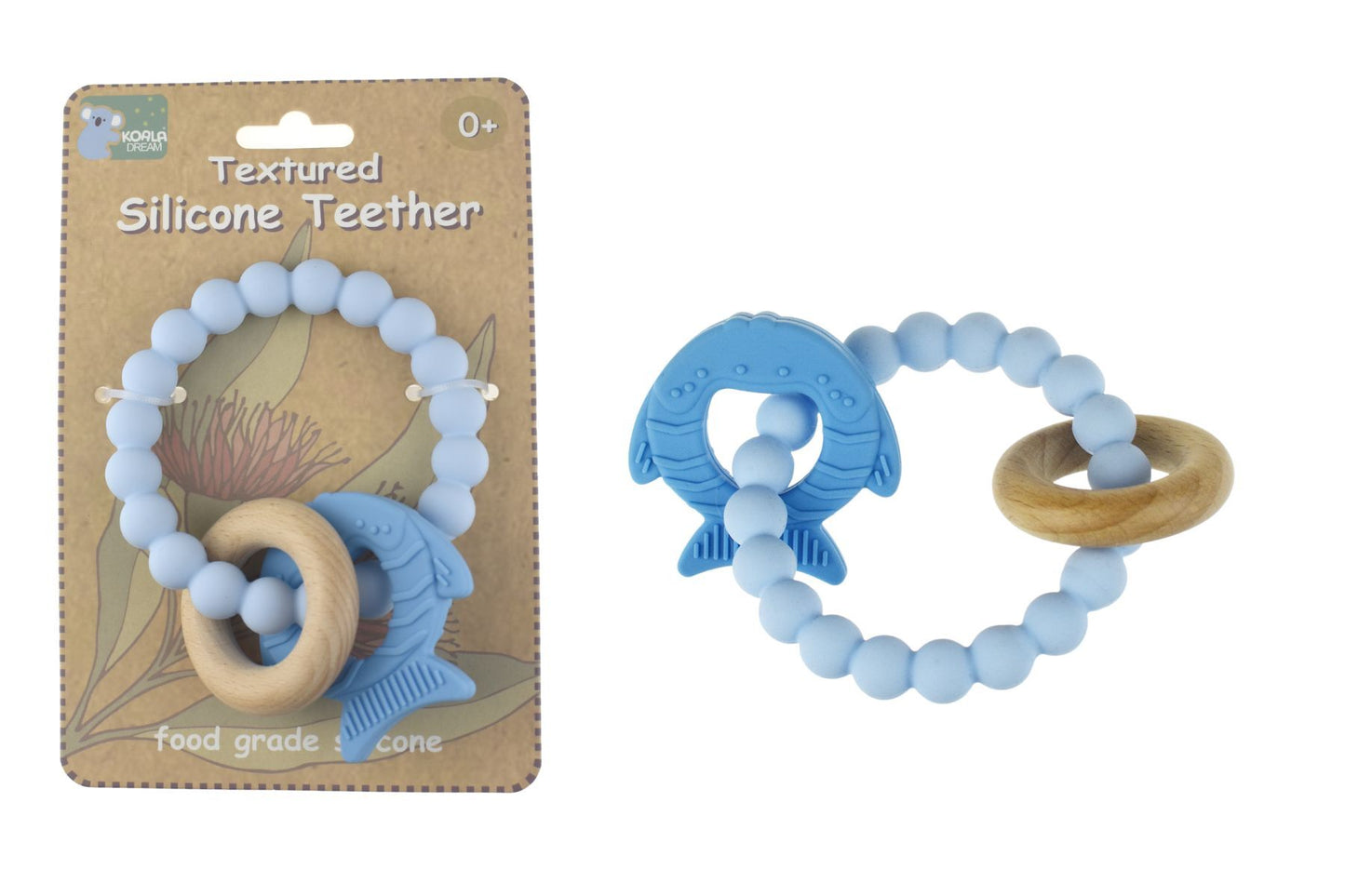 Textured Silicone Fish Teether - Blue