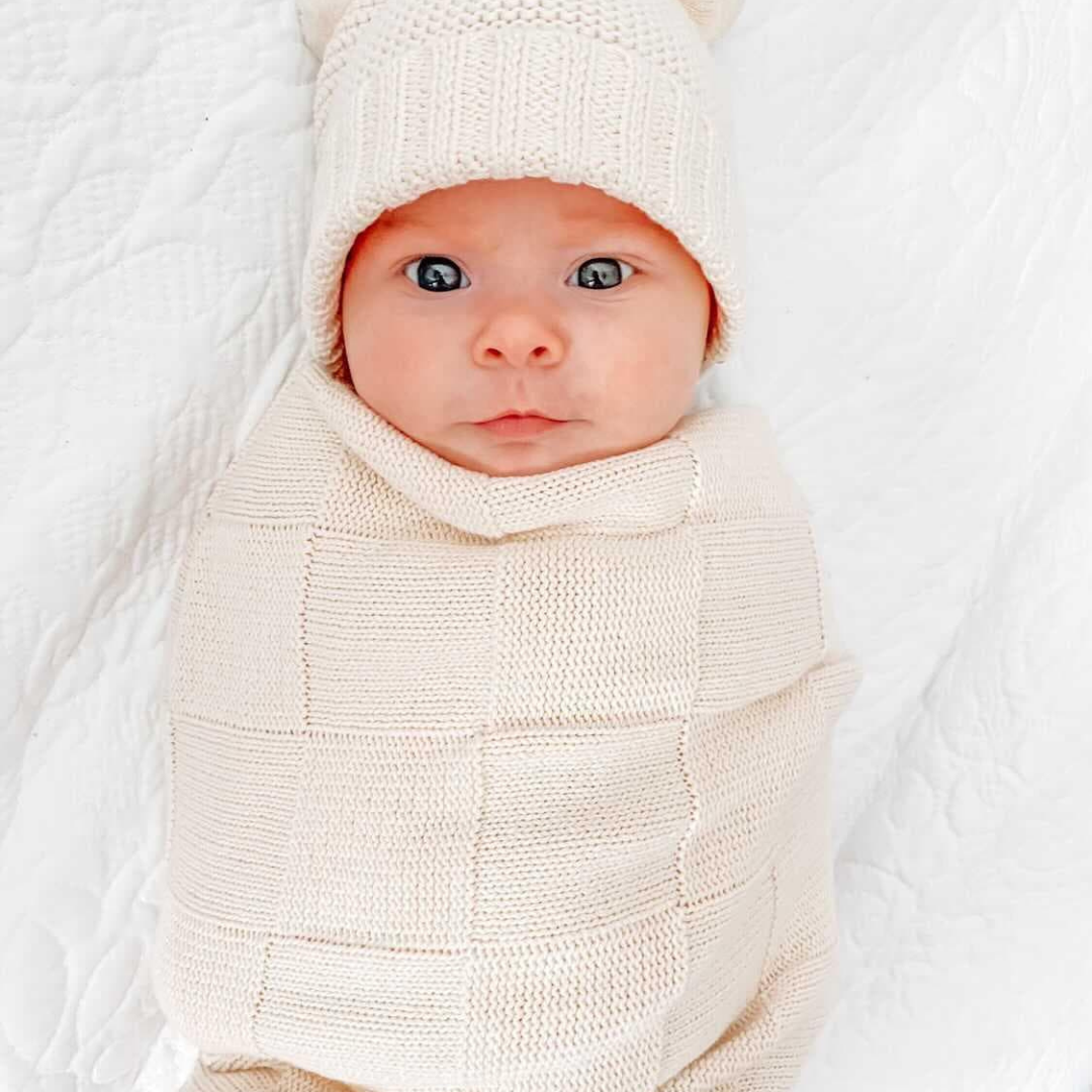 Knit Baby Blanket - Cream