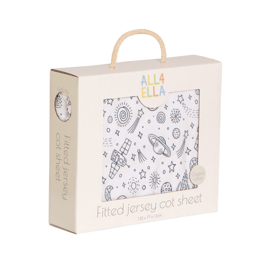 Jersey Cot Sheets - Outer Space