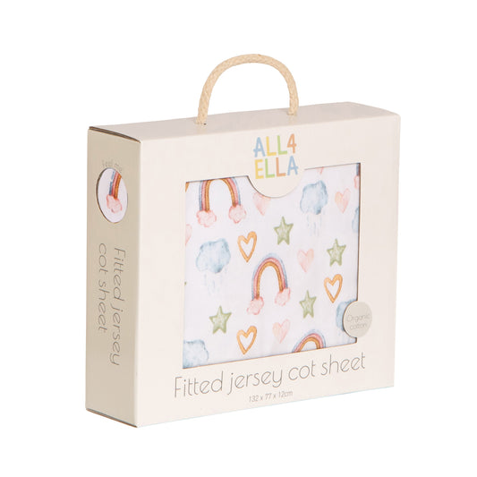Jersey Cot Sheets - Rainbow Dreams