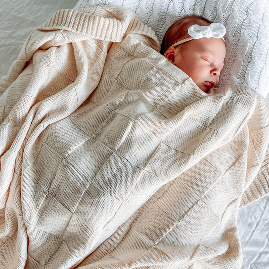 Knit Baby Blanket - Cream
