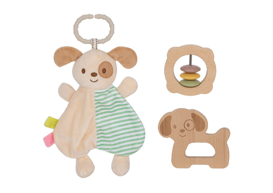 Baby Comforter Rattle Gift Set   -  Puppy Dog