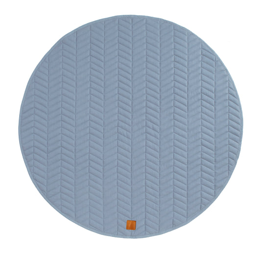 Quilted Reversible Linen Playmat - Slate Blue